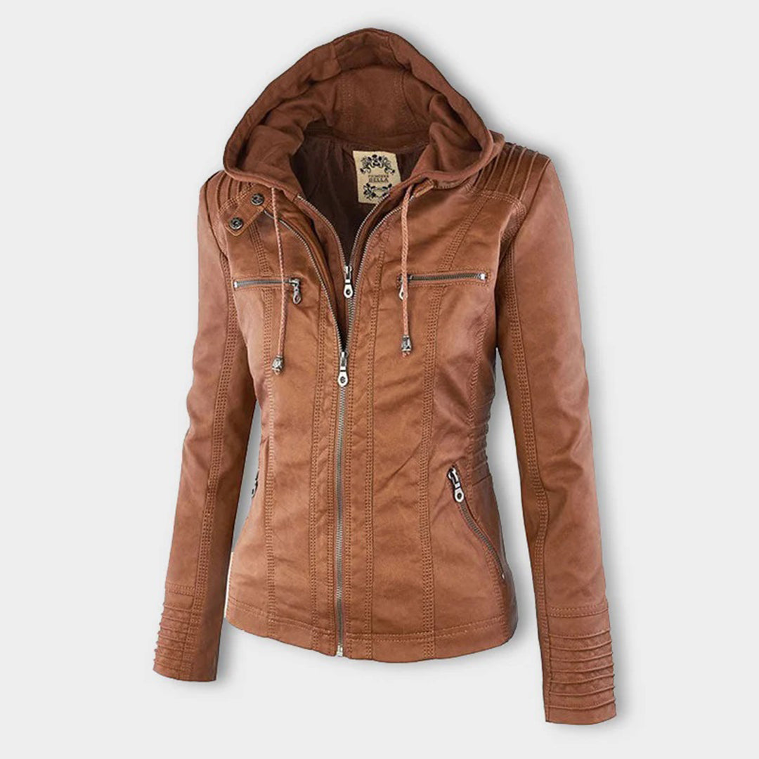 Isabella | Women's Hooded Vegan Leather Jacket