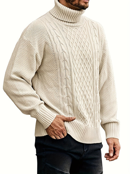 Leonardo | Men's Classic Cable Knit Turtleneck