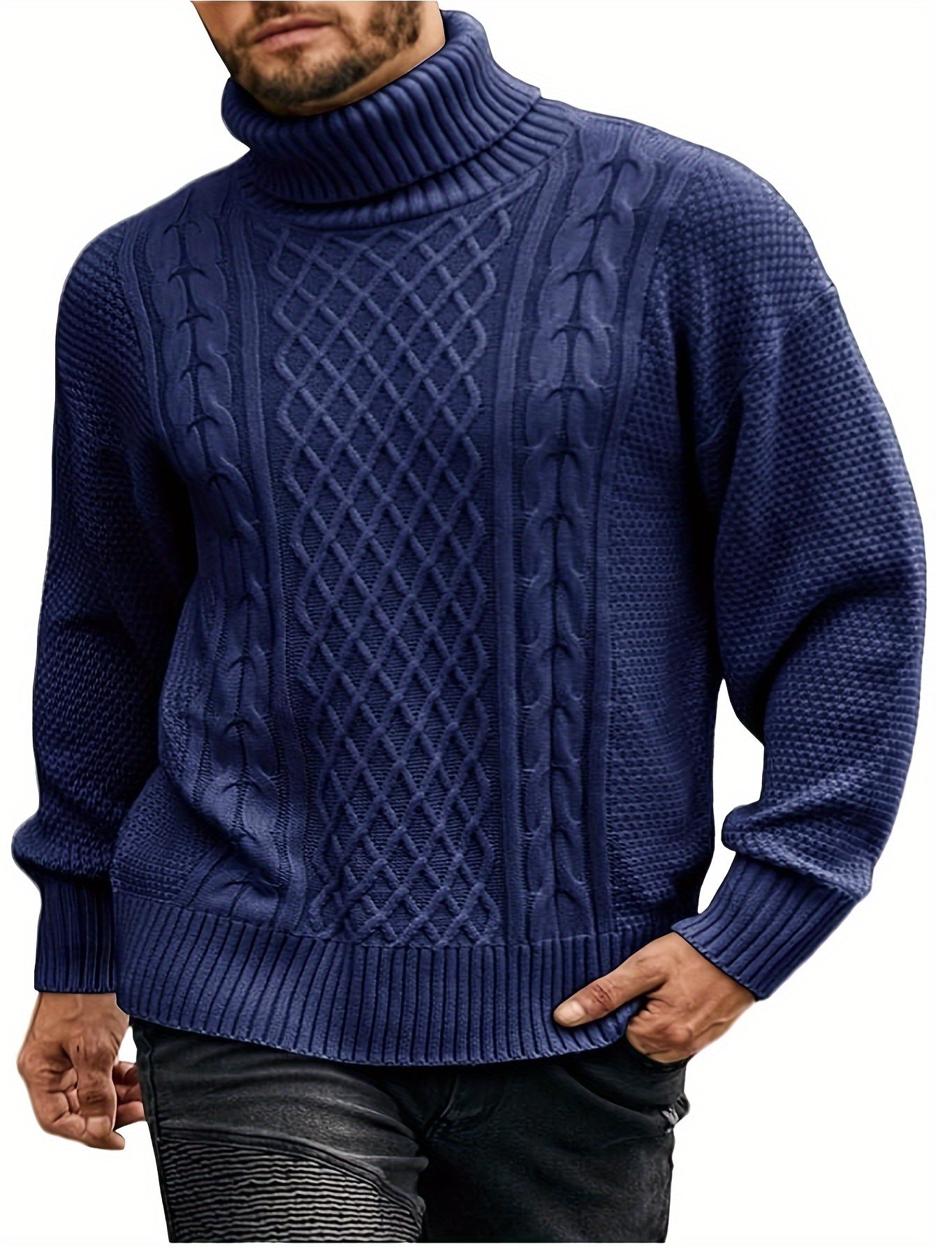 Leonardo | Men's Classic Cable Knit Turtleneck